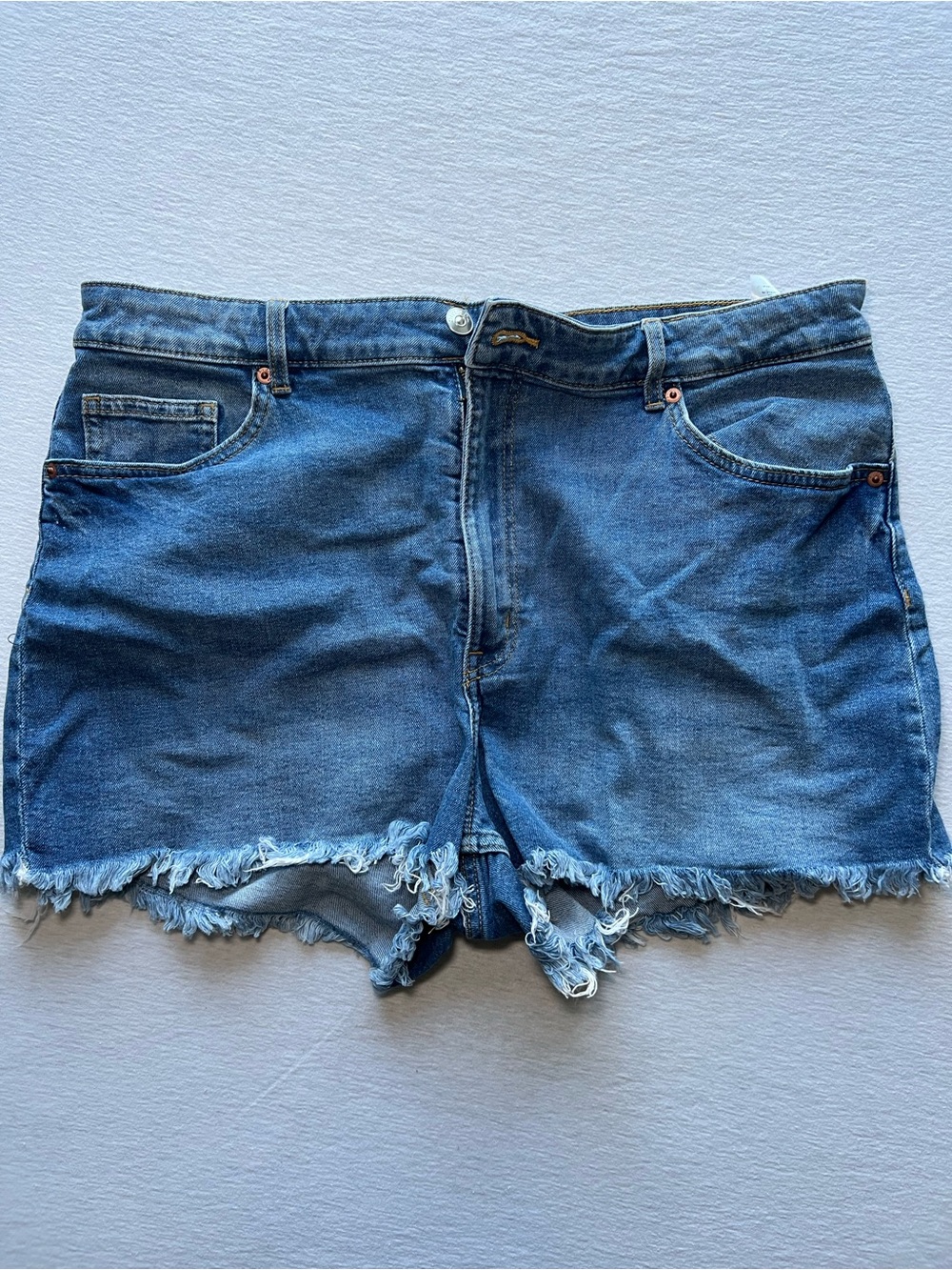 H&M Frayed Hem Denim Jean Shorts - Blue